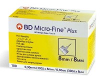 Иглы для инсулиновых шприц-ручек BD Micro-Fine Plus 30G (0,30 x 8 мм) 100 штук