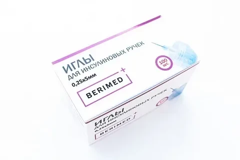 Иглы для инсулиновых шприц ручек BERIMED 31G (0.25 х 5 мм) 100 штук