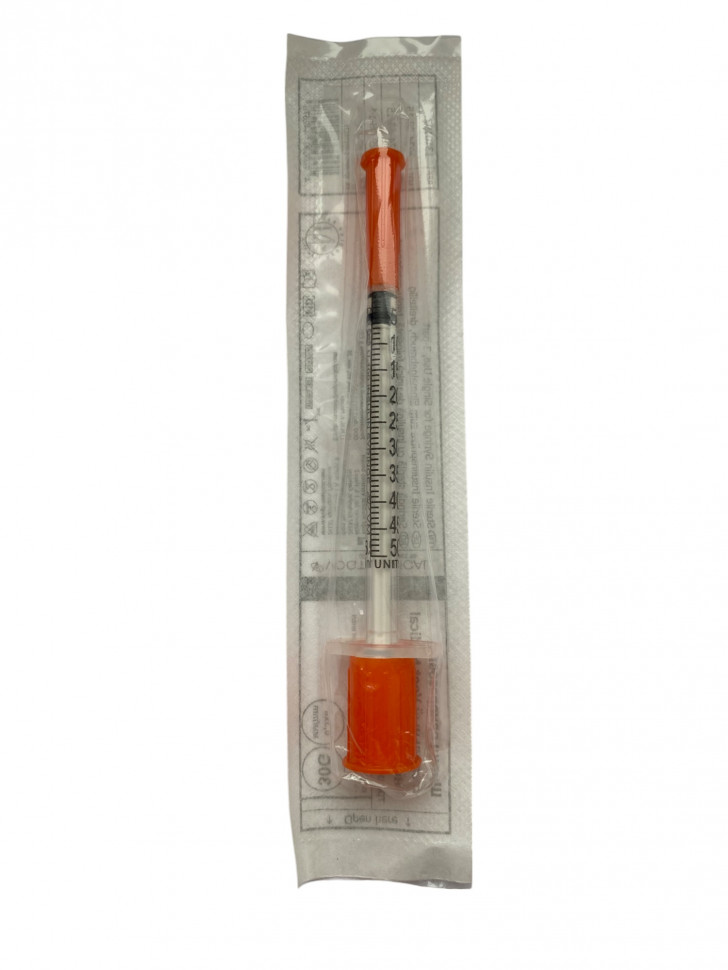 Инсулиновый шприц 0,5 мл с интегрированной иглой U100 30G 0,30 x 8 мм Vogt Medical Германия 100 штук
