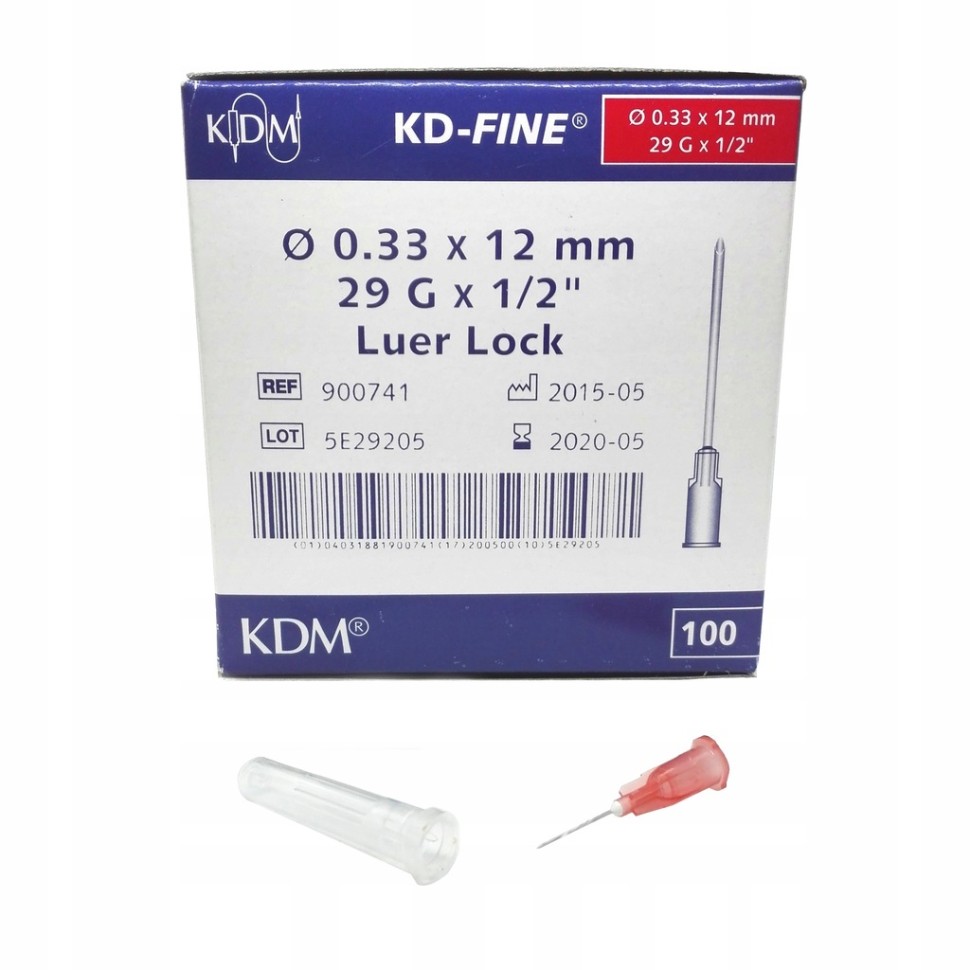 Игла инъекционная 29G (0,33 х 12 мм) KD-Fine (КД Файн), Германия, 100 штук