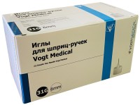 Иглы для шприц ручек 31G 0,25 х 6 мм универсальные Vogt Medical (Вогт Медикал) 100 штук