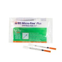 Инсулиновый шприц 1 мл с интегрированной иглой U100 BD Micro-Fine Plus 30G 0,3 x 8 мм, Becton Dickinson, 10 штук