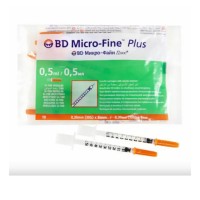 Инсулиновый шприц 0,5 мл с интегрированной иглой U100 BD Micro-Fine Plus 30G 0,3 x 8 мм, Becton Dickinson, 10 штук