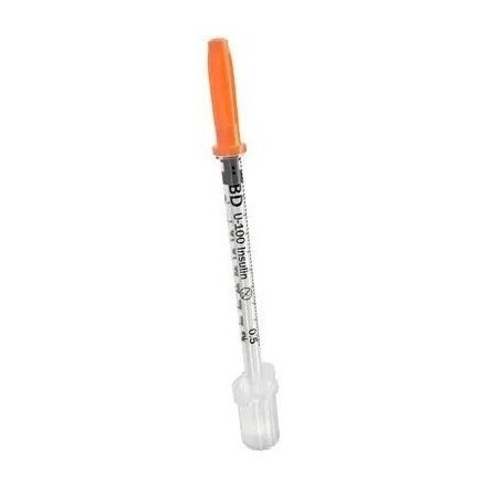 Инсулиновый шприц 0,5 мл с интегрированной иглой U100 BD Micro-Fine Plus 31G 0,25 x 6 мм, Becton Dickinson, 100 штук