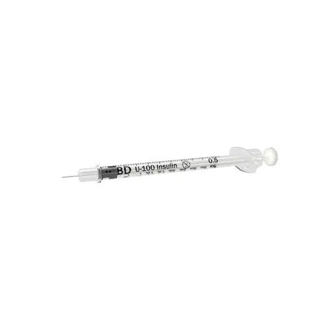 Инсулиновый шприц 0,5 мл с интегрированной иглой U100 BD Micro-Fine Plus 31G 0,25 x 6 мм, Becton Dickinson, 100 штук