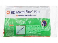 Инсулиновый шприц 1 мл с интегрированной иглой U100 BD Micro-Fine Plus 31G 0,25 x 6 мм, Becton Dickinson, 100 штук