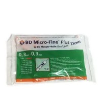 Инсулиновый шприц 0.3 мл с интегрированной иглой U100 BD Micro-Fine Plus DEMI 30G 0,3 x 8 мм, Becton Dickinson, 10 штук